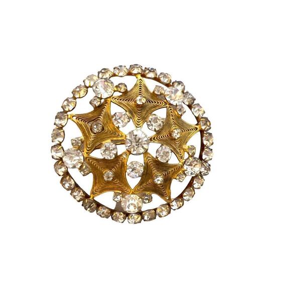 Vintage Jewelry - Vintage snowflake star-shaped gold tone brooch
